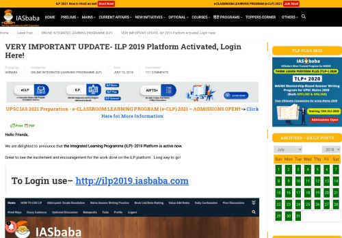 
                            3. VERY IMPORTANT UPDATE- ILP 2019 Platform Activated, Login Here ...