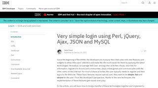 
                            7. Very simple login using Perl, jQuery, Ajax, JSON and MySQL - IBM