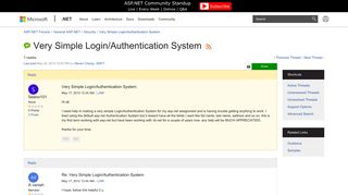 
                            5. Very Simple Login/Authentication System | The ASP.NET Forums