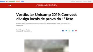 
                            9. Vestibular Unicamp 2019: Comvest divulga locais de prova da 1ª fase ...