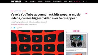 
                            11. Vevo's YouTube account hack hits popular music videos, causes ...