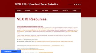 
                            9. VEX IQ Resources - HZR 929- Hereford Zone Robotics