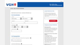 
                            12. VGH Versicherungen | Registrierung