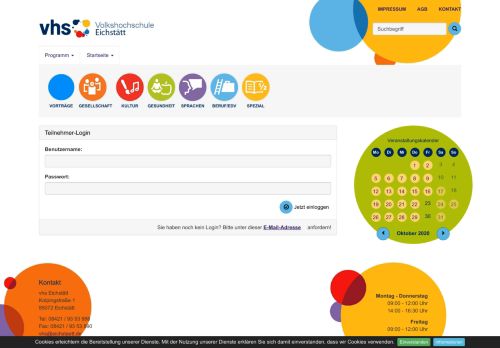
                            10. VHS Eichstätt: Teilnehmer-Login - Formular