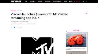 
                            13. Viacom launches $5-a-month MTV video streaming app in UK - The ...