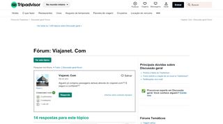 
                            12. Viajanet. Com - Discussão geral Fórum - TripAdvisor