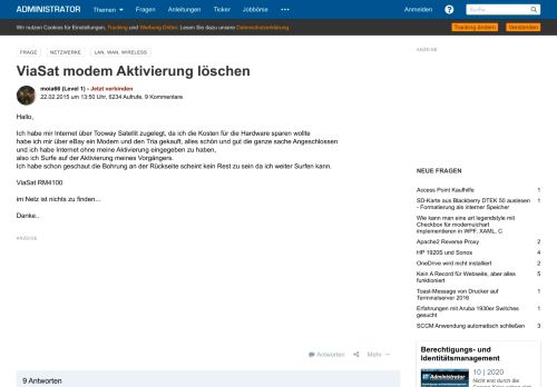 
                            11. ViaSat modem Aktivierung löschen - Administrator