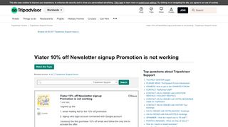 
                            13. Viator 10% off Newsletter signup Promotion is not working ...