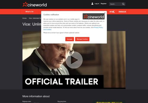 
                            5. Vice: Unlimited Screening | Book tickets at Cineworld Cinemas