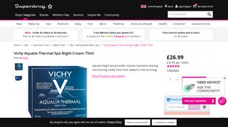 
                            11. Vichy Aqualia Thermal Spa Night Cream 75ml | Skin | Superdrug