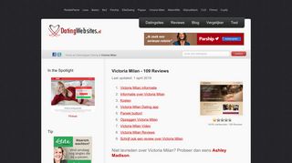 
                            5. Victoria Milan - 108 Reviews - Update: februari 2019 - Datingwebsites.nl