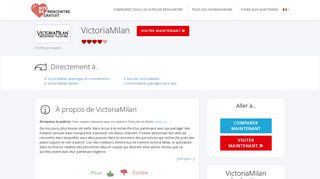 
                            8. ? VictoriaMilan™ Meilleur site? → Réductions & Expériences