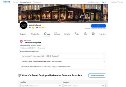 
                            9. Victoria's Secret Seasonal Associate reviews about Pay & Benefits