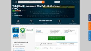 
                            6. Vidal Health Insurance TPA Pvt Ltd (Customer Care), New - TTK ...