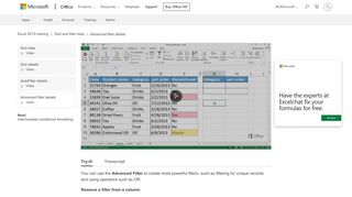 
                            9. Video: Advanced filter details - Excel - Office Support - Office 365