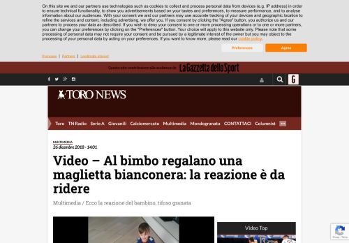 
                            9. Video - Al bimbo regalano una maglietta bianconera: la reazione è da ...