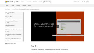 
                            1. Video: Change your Office 365 for business password - Office 365