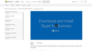 
                            9. Video: Download and install Skype for Business - Skype for Business