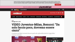 
                            11. VIDEO Juventus-Milan, Bonucci: “Da solo faccio poco, dovremo ...