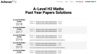 
                            11. Video Solutions to A-Level H2 Maths Past Year Exam ... - Achevas TV
