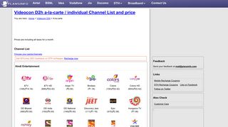 
                            5. Videocon D2h a-la-carte / individual Channel List and price