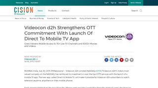 
                            13. Videocon d2h Strengthens OTT Commitment With Launch Of Direct To ...