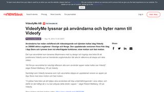 
                            8. VideofyMe lyssnar på användarna och byter namn till Videofy ...