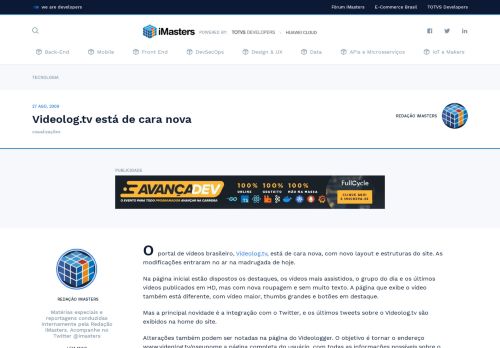 
                            3. Videolog.tv está de cara nova | iMasters