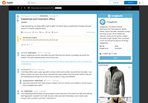 
                            8. Videostripe and Cinematrix offers : SwagBucks - Reddit