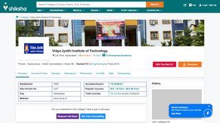 
                            11. Vidya Jyothi Institute of Technology (VJIT), Hyderabad - Courses ...
