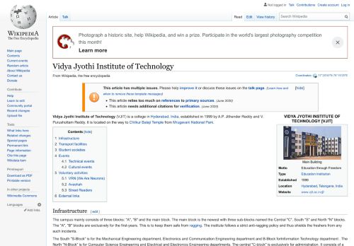 
                            12. Vidya Jyothi Institute of Technology - Wikipedia