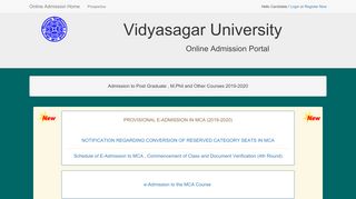 
                            13. Vidyasagar University Online Admission Portal