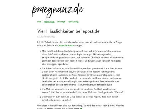 
                            13. Vier Hässlichkeiten bei epost.de | praegnanz.de