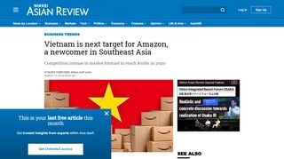 
                            6. Vietnam is next target for Amazon, a newcomer in Southeast Asia ...