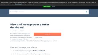 
                            8. View and manage your partner dashboard - HubSpot Support