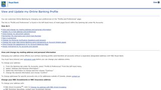 
                            12. View and Update my Online Banking Profile - RBC Royal Bank