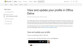 
                            7. View and update your profile in Office Delve - Office Support - Office 365