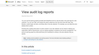 
                            1. View audit log reports - SharePoint - Office Support - Office 365