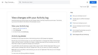 
                            6. View changes with your Activity log - Play Console ... - Google Support