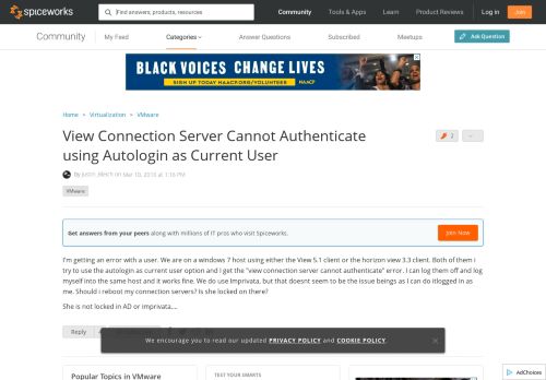 
                            5. View Connection Server Cannot Authenticate using Autologin as ...