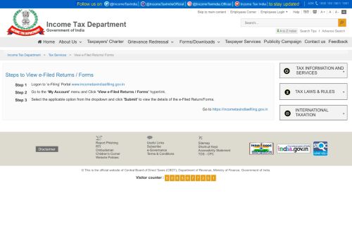 
                            10. View e-Filed Returns/ Forms - Income Tax Department