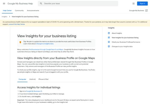 
                            8. View Insights for your business listing - Google My Business Help
