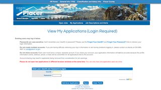 
                            9. View My Applications - Logon - Placer County - Jobaps