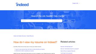 
                            2. View my resume / I can't find my resume – Indeed Job Seeker Success