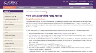 View My Status/Third Party Access - The University of Scranton