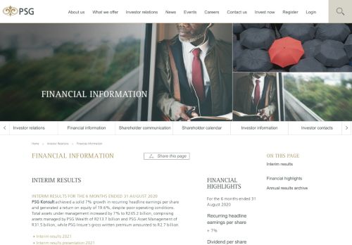 
                            2. View Our Financial Information | PSG