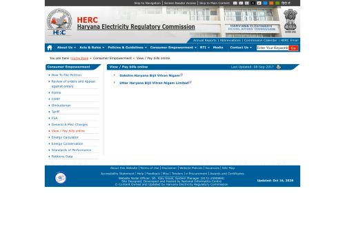 
                            10. View / Pay bills online - Haryana Electricity Regulatory Commission