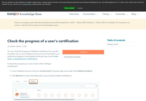 
                            5. View the status of a user's certification - HubSpot Support