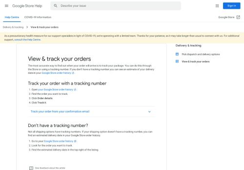 
                            6. View & track your orders - Google Store Help - Google Support