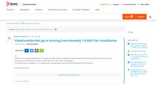 
                            7. ViewFormServlet.jsp is missing from Remedy 7.0 ... | BMC ...
